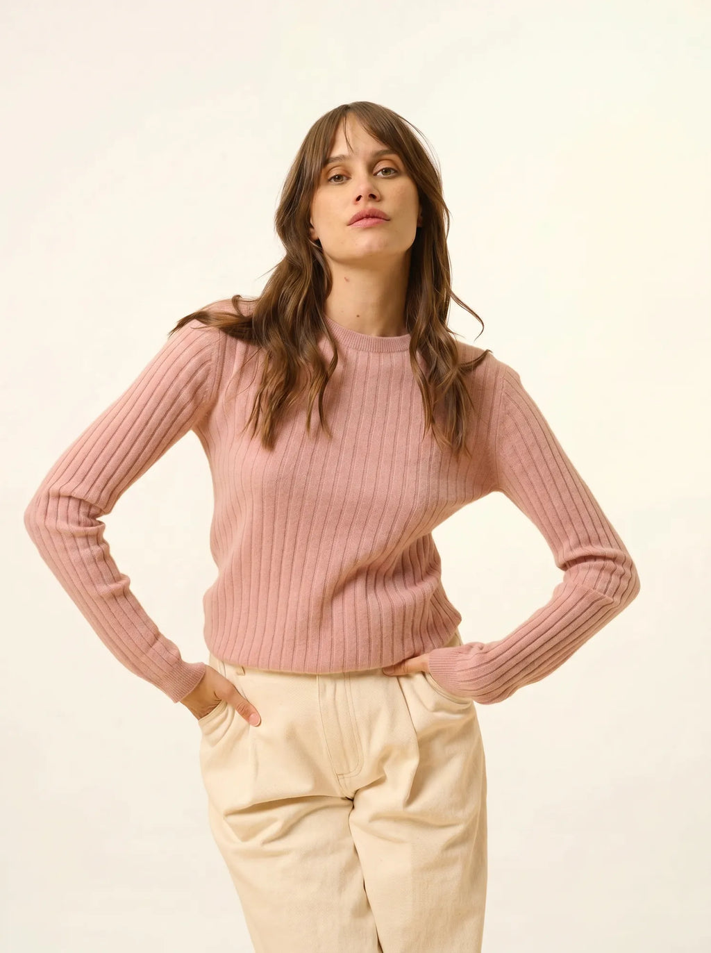 AVANA Pull Col Rond Bois de Rose