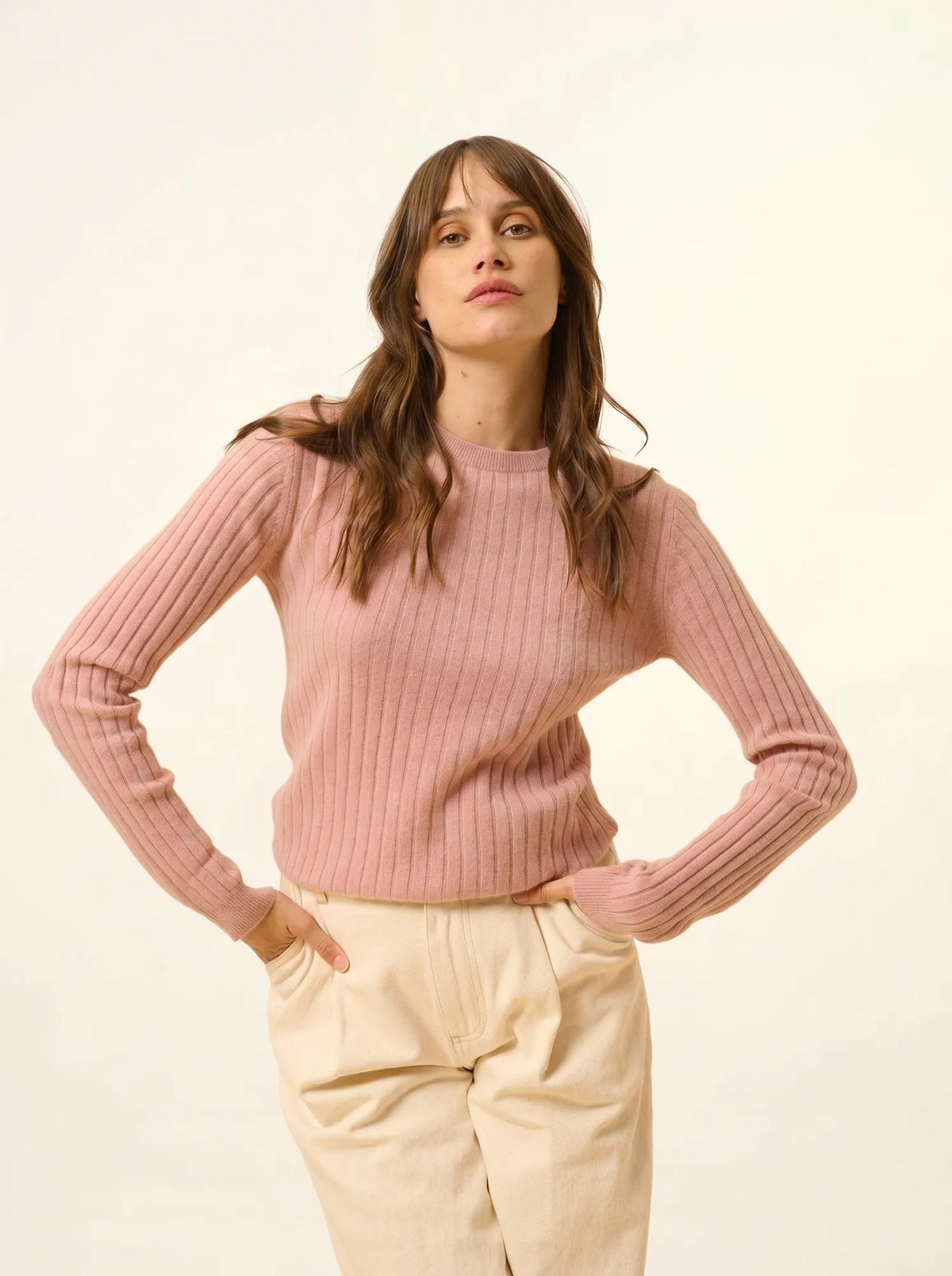 AVANA Pull Col Rond Bois de Rose