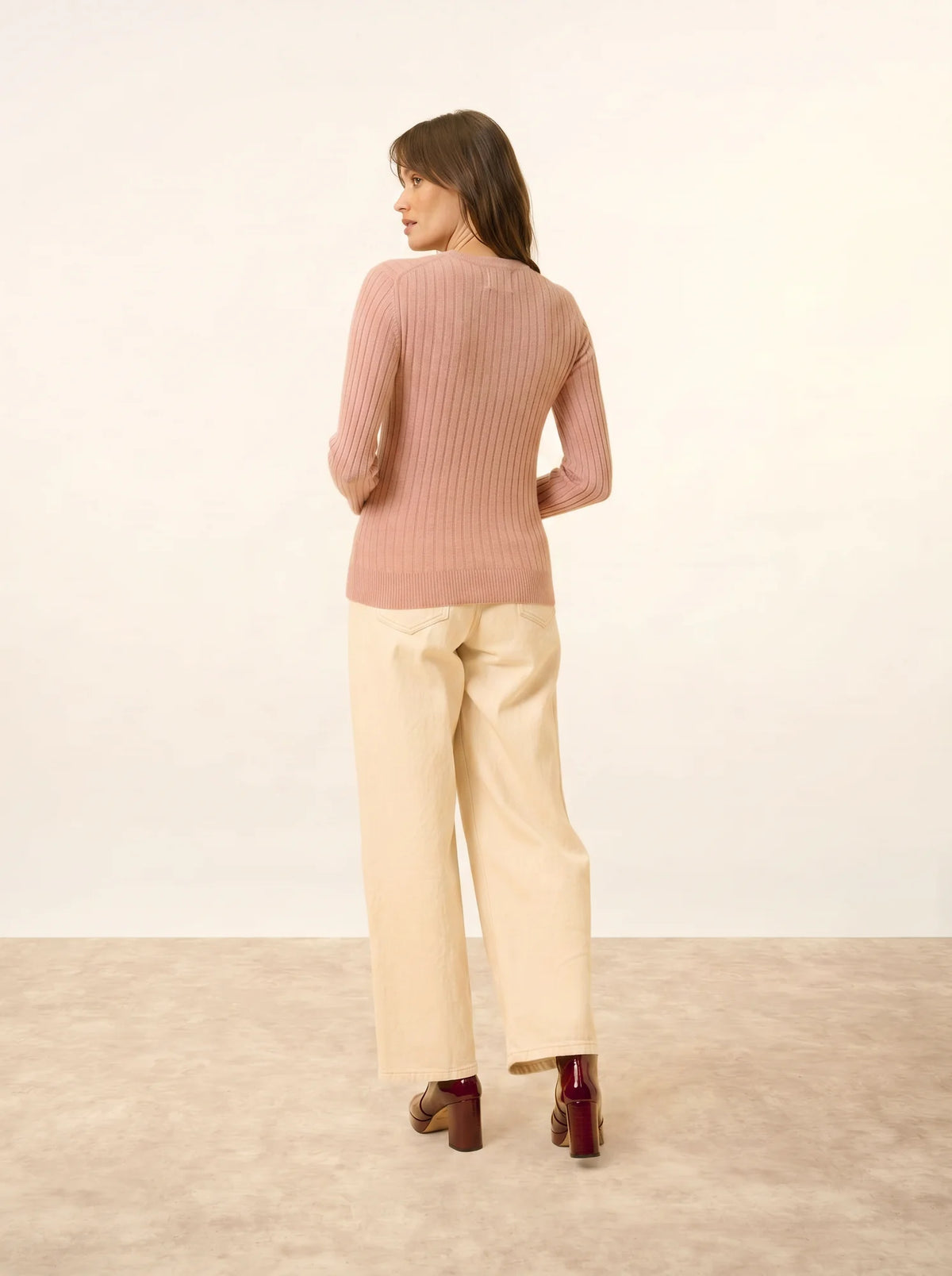 AVANA Pull Col Rond Bois de Rose