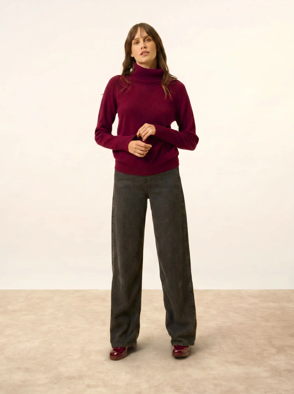 LILLY Pullover Rollkragen Bordeaux