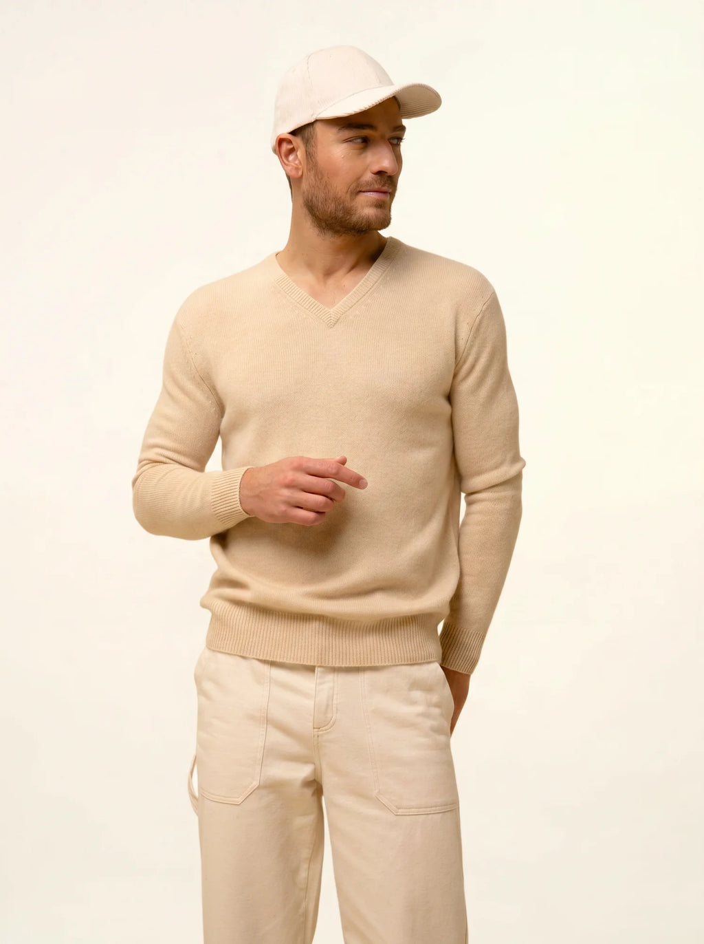 NATHAN Pull Col V 4 Fils Sable