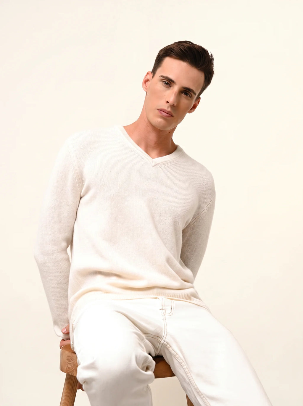 NATHAN Pull Col V 4 Fils Neige