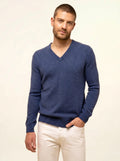 NATHAN Sweater V-Neck 4 Ply Heather Ocean