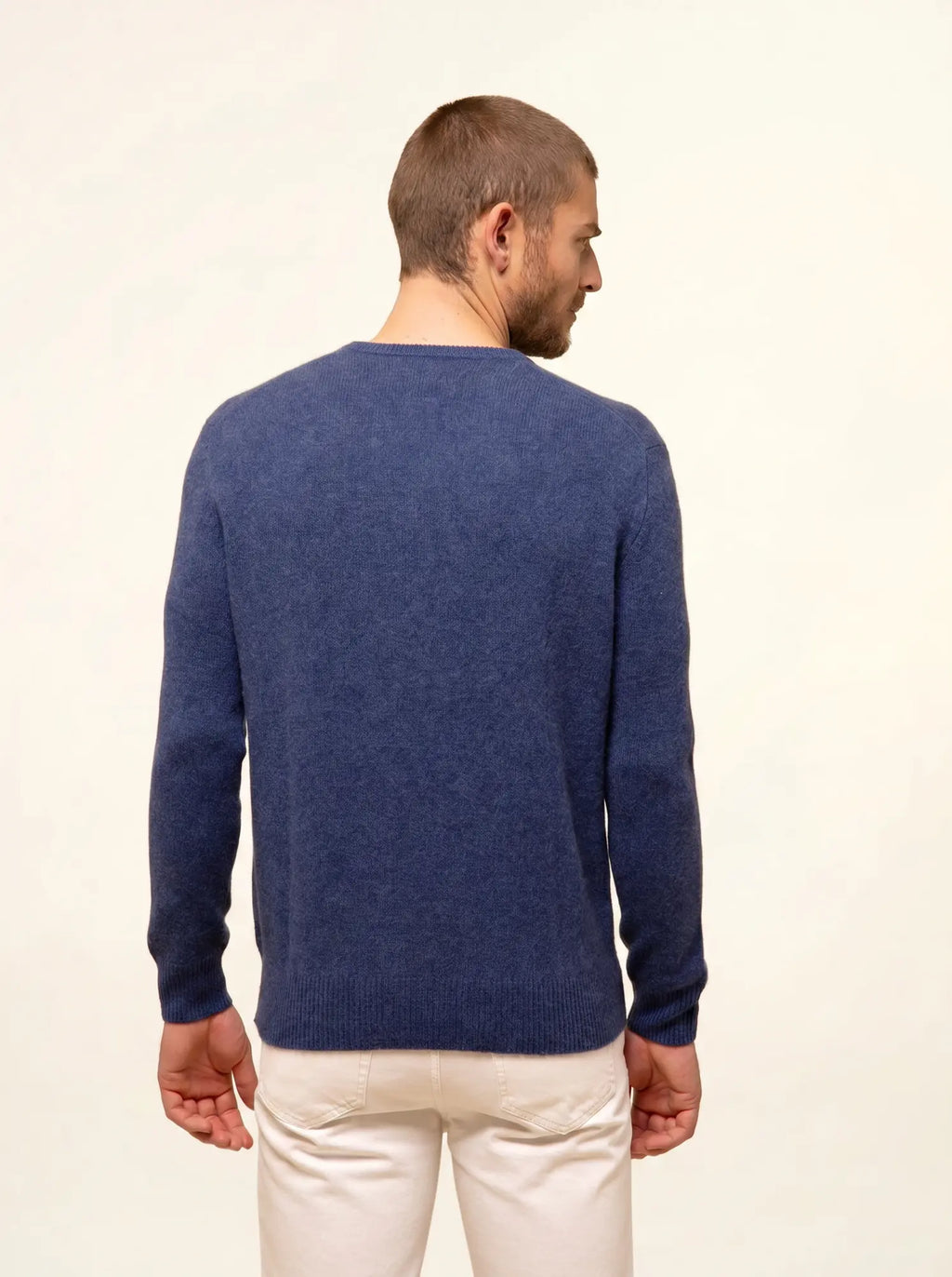 NATHAN Sweater V-Neck 4 Ply Heather Ocean