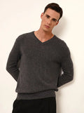 NATHAN Sweater V-Neck 4 Ply Heather Charcoal