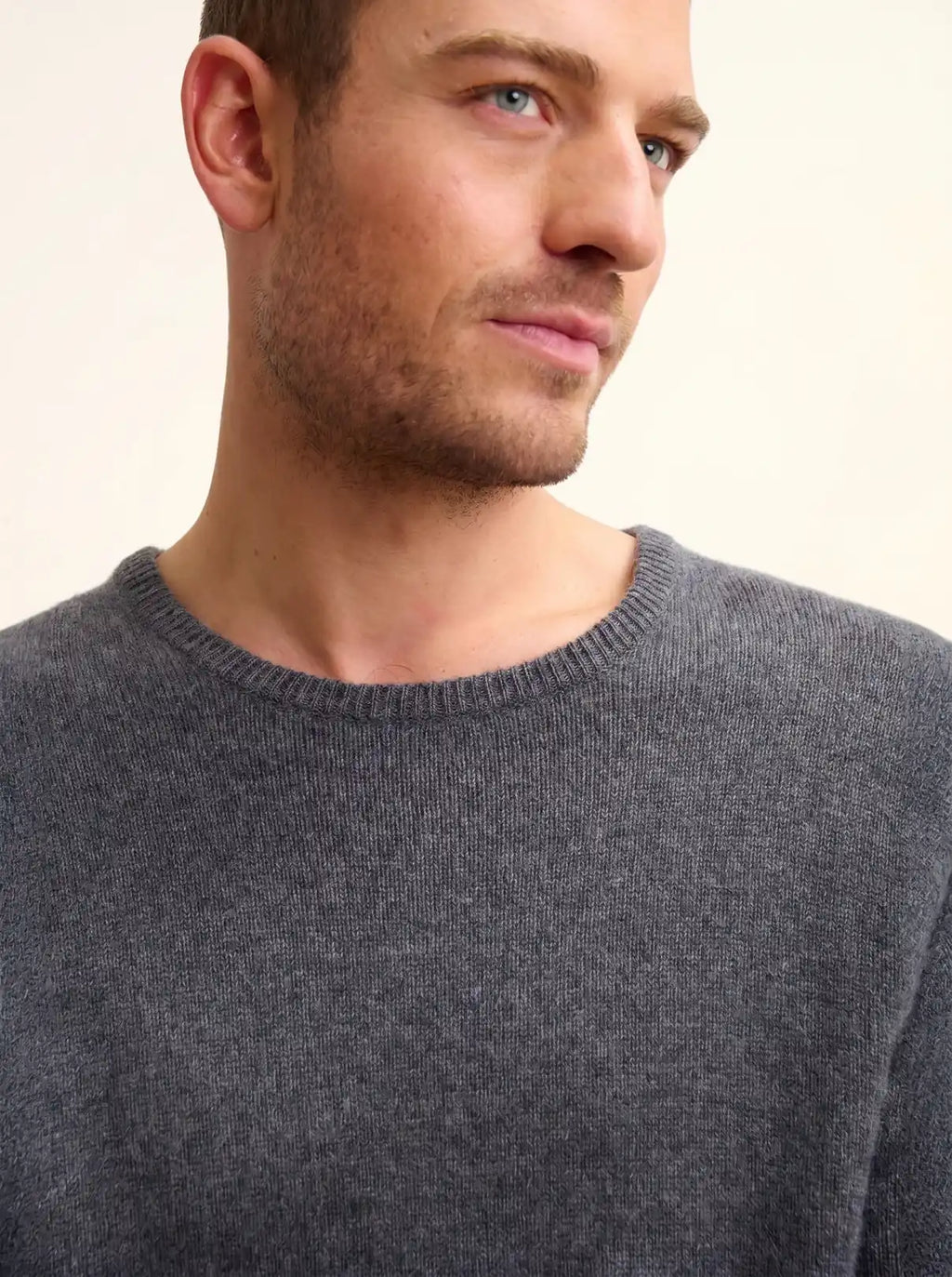 GABIN Pull Col Rond 4 Fils Anthracite Chiné