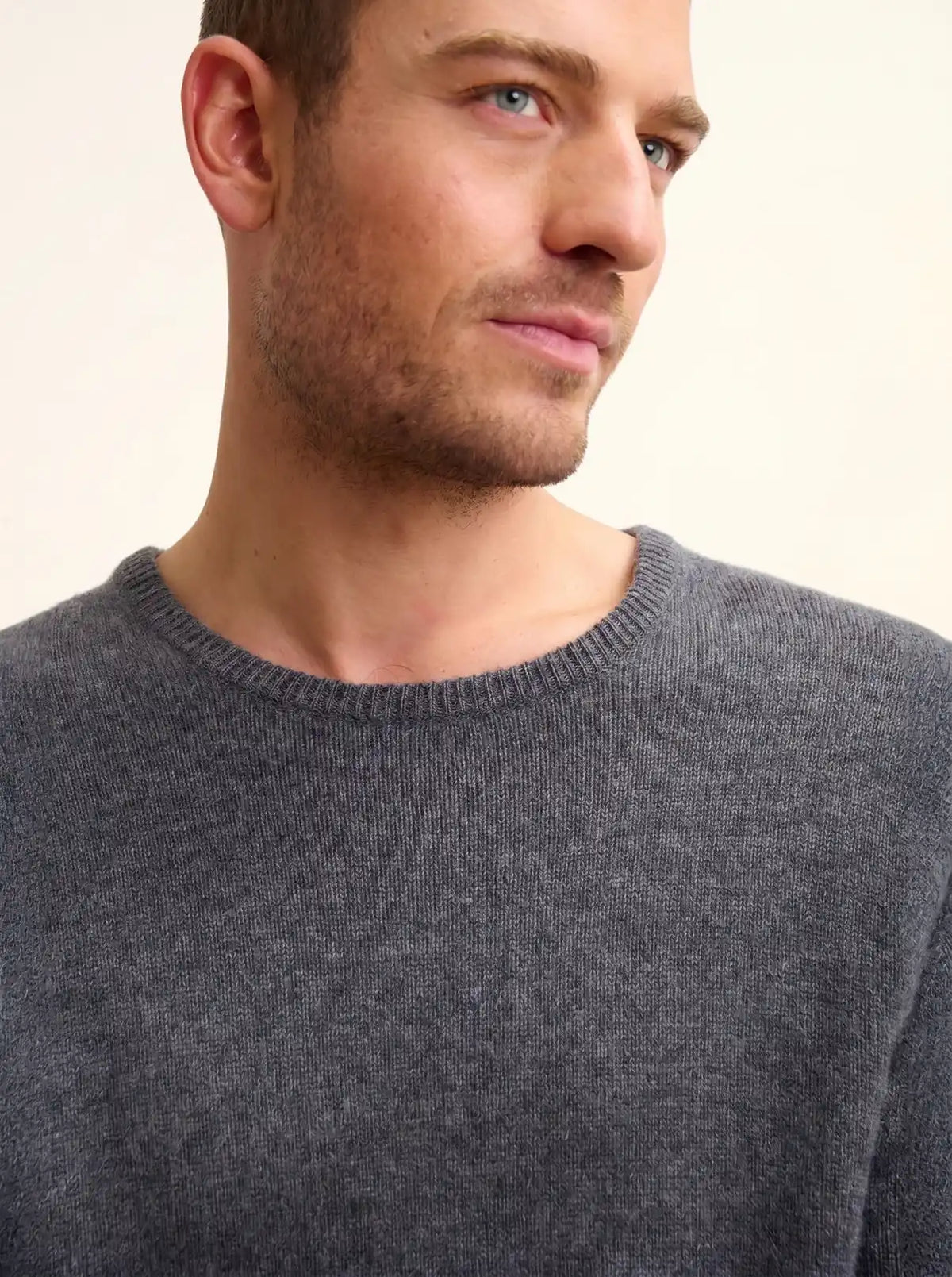 GABIN Pull Col Rond 4 Fils Anthracite Chiné