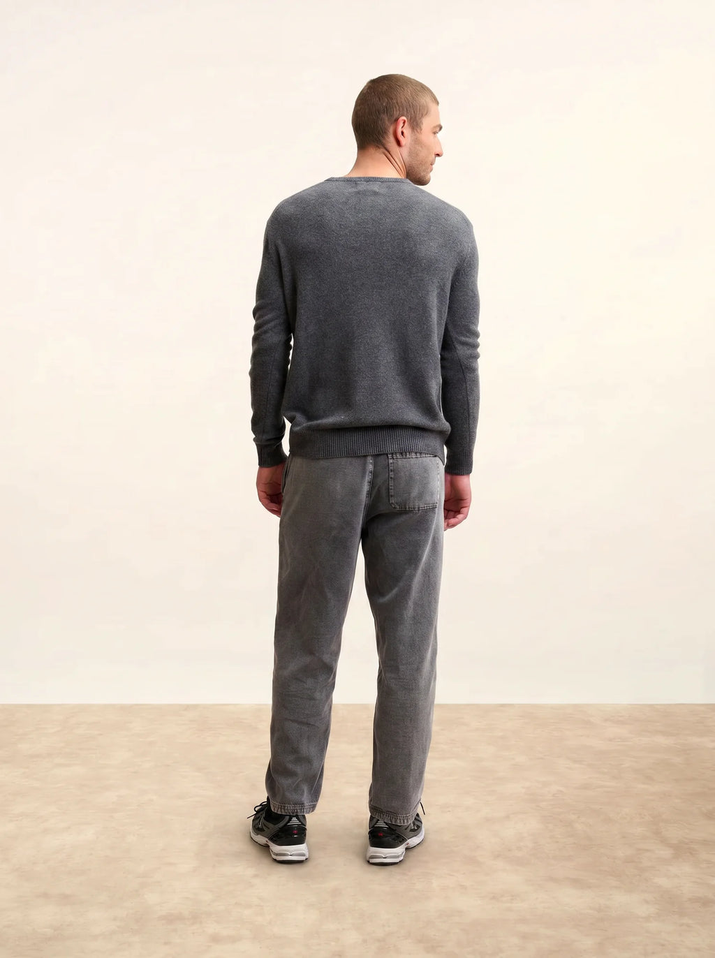 GABIN Pull Col Rond 4 Fils Anthracite Chiné