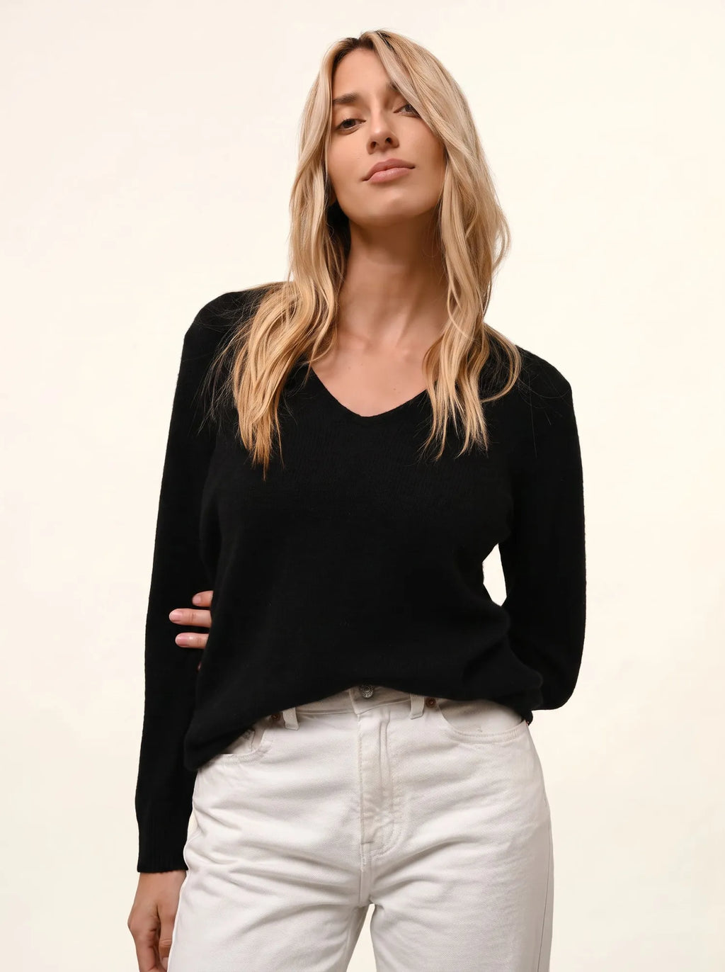 ABBY Pull Col V 4 Fils Noir