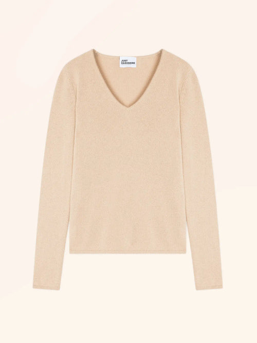 ABBY Pull Col V 4 Fils Sable