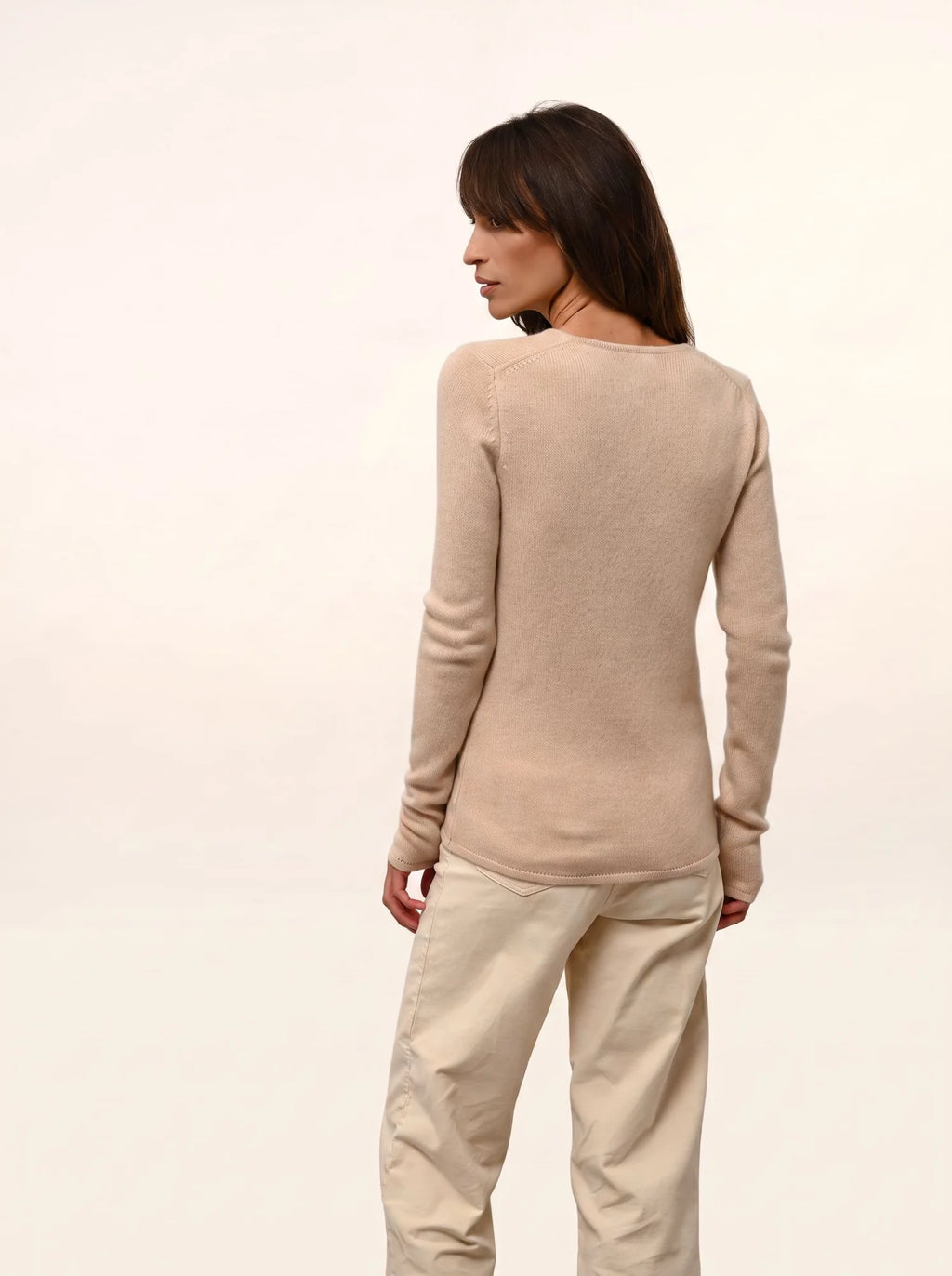 ABBY Pull Col V 4 Fils Sable