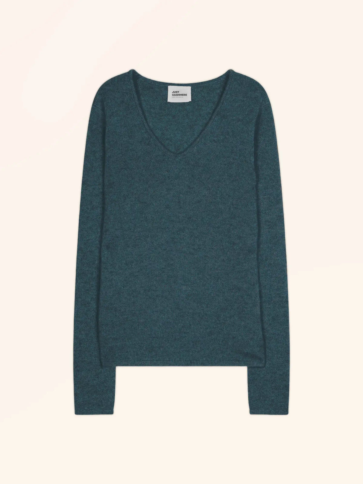 ABBY Pull Col V 4 Fils Vert Canard Chiné