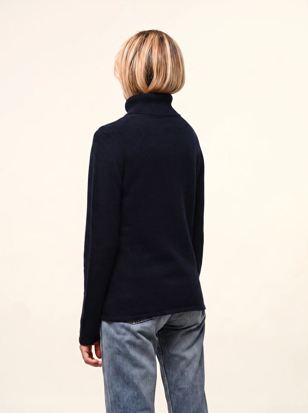 MATT Pull Col Roulé 4 Fils Bleu Marine