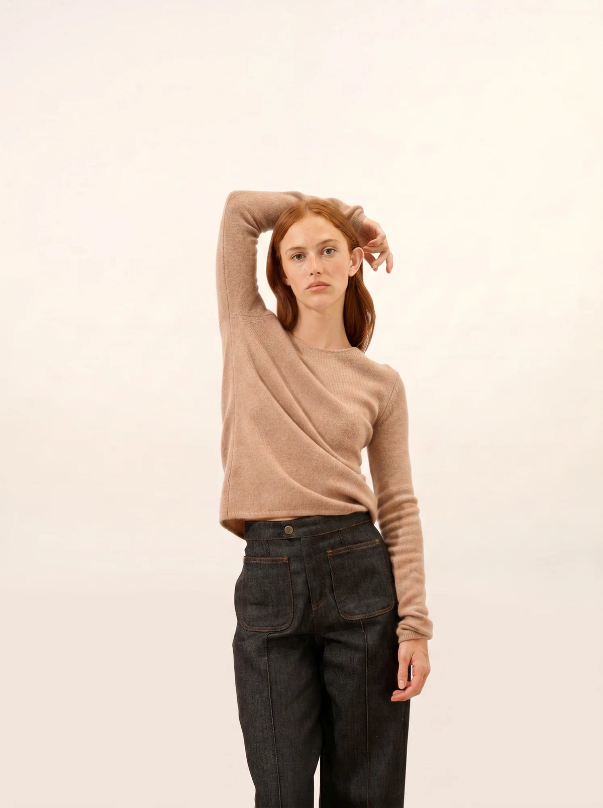 JOYCE Pull Col Rond 4 Fils Camel Chiné