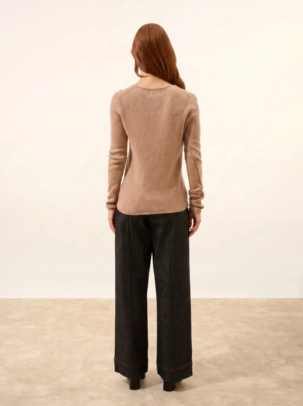 JOYCE Pull Col Rond 4 Fils Camel Chiné