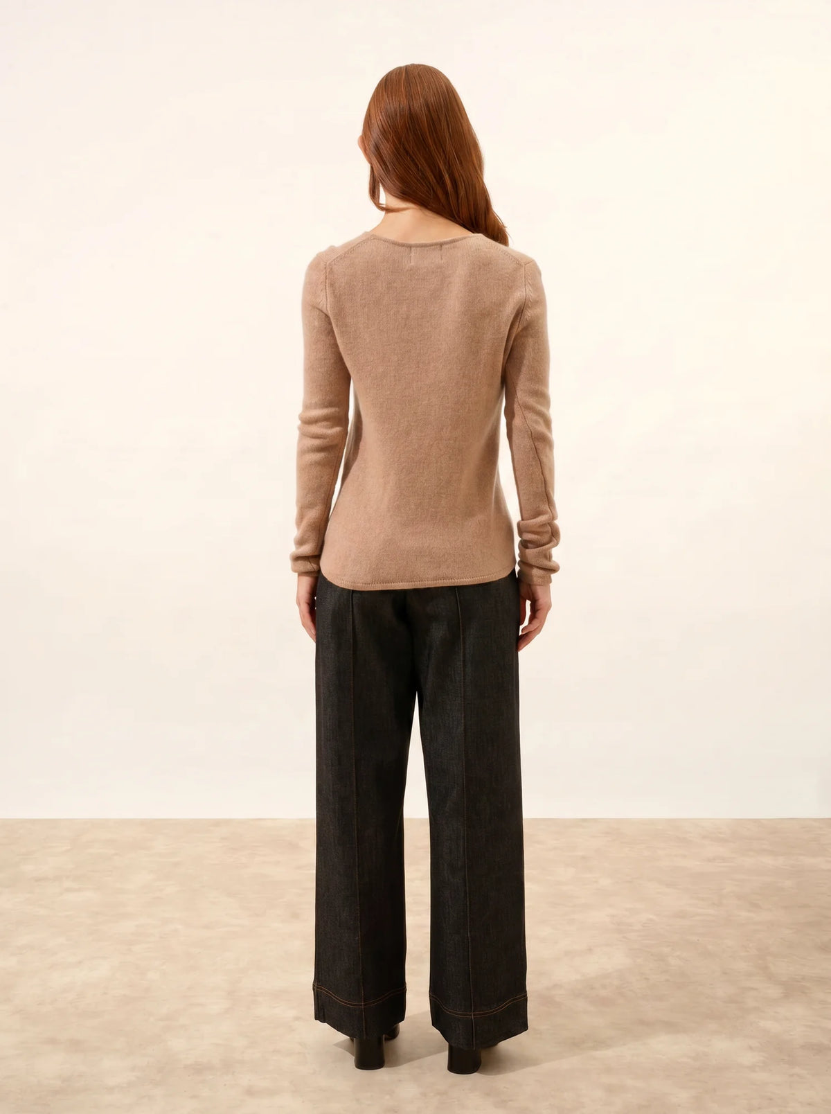 JOYCE Pull Col Rond 4 Fils Camel Chiné