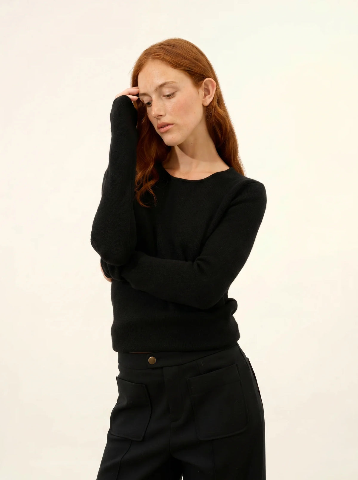 JOYCE Pull Col Rond 4 Fils Noir