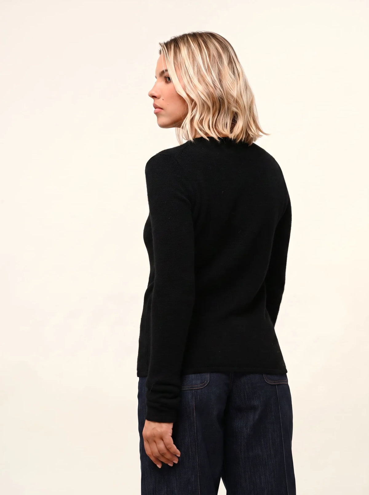 JOYCE Pull Col Rond 4 Fils Noir