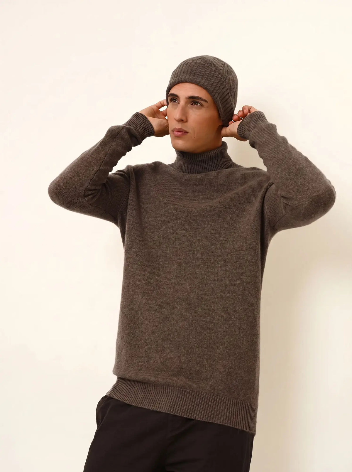 SACHA Pullover Rollkragen 4-fädig Taupe meliert