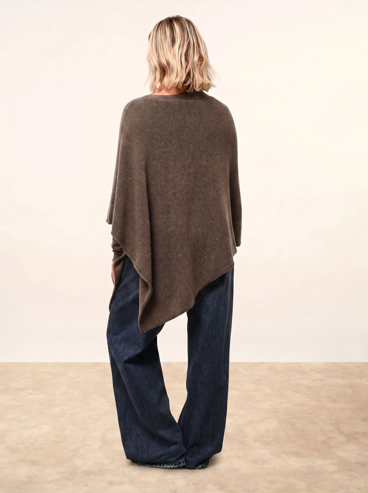 SALLY Poncho 4 Fils Taupe Chiné