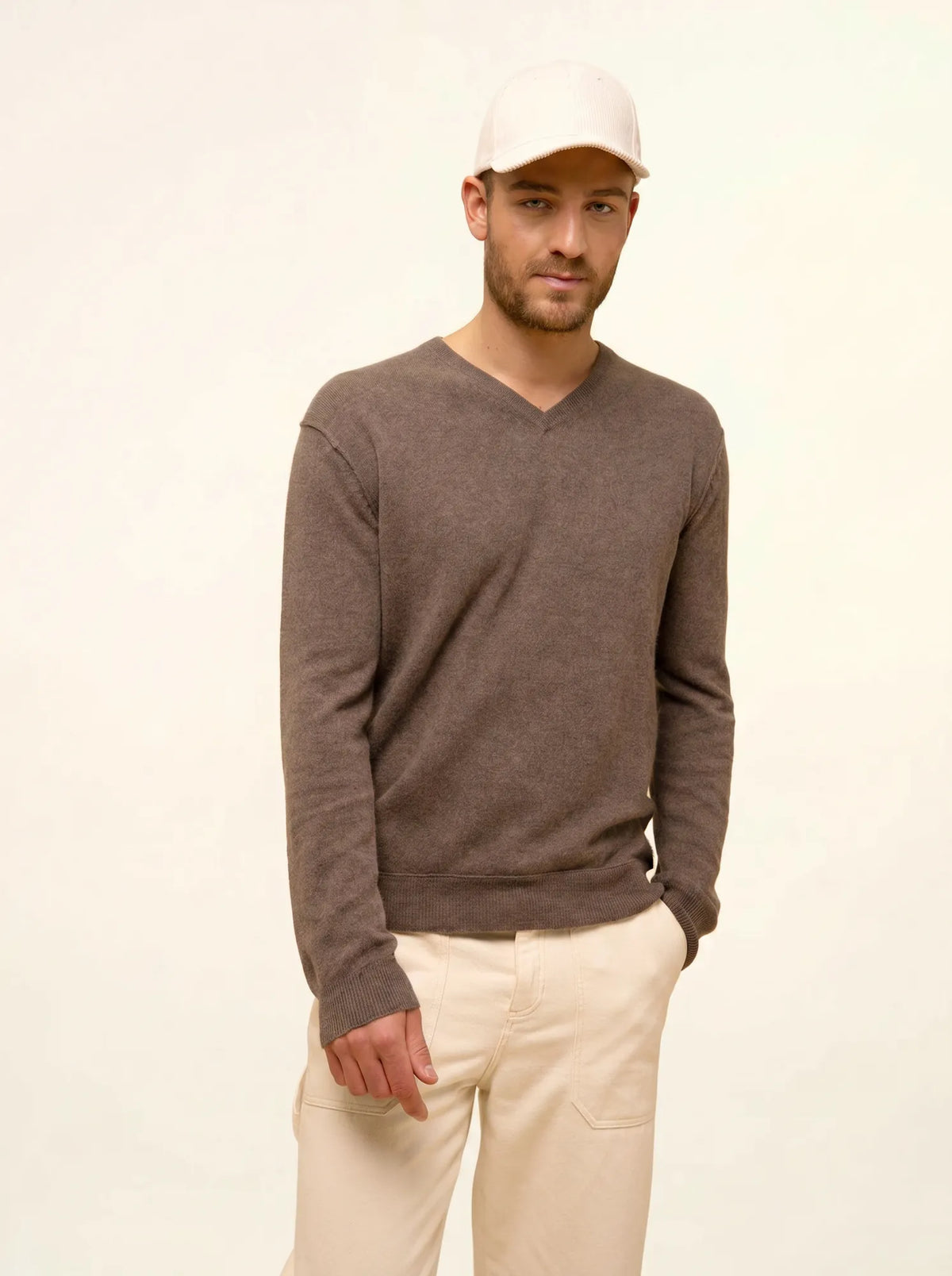 TOM Pull Col V Taupe Chiné