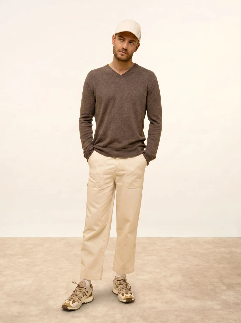 TOM Pull Col V Taupe Chiné