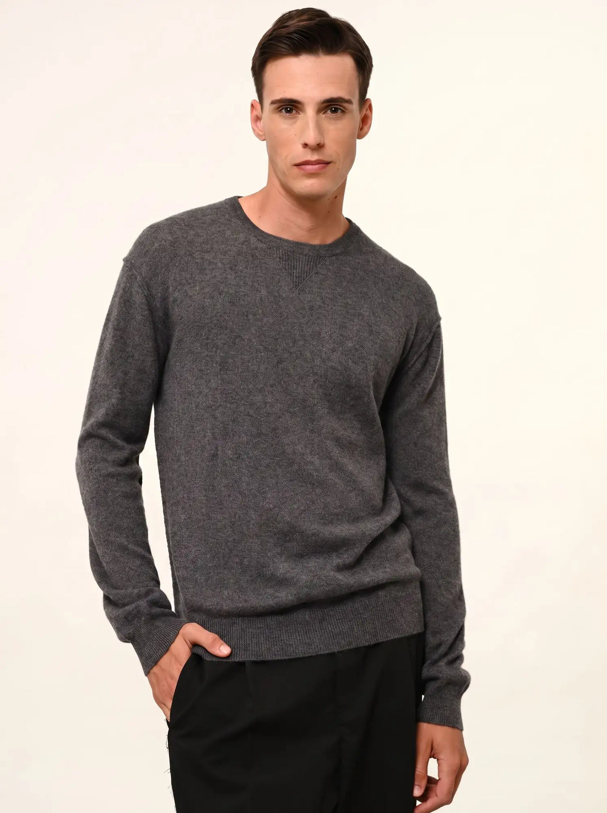 NOE Pull Col Rond Anthracite Chiné