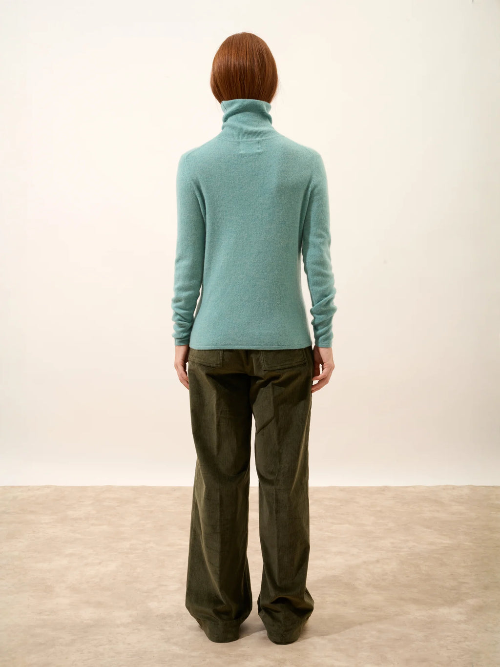 AVA Pull Col Roulé Vert Chiné