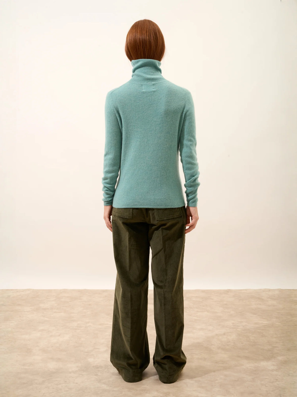 AVA Pull Col Roulé Vert Chiné