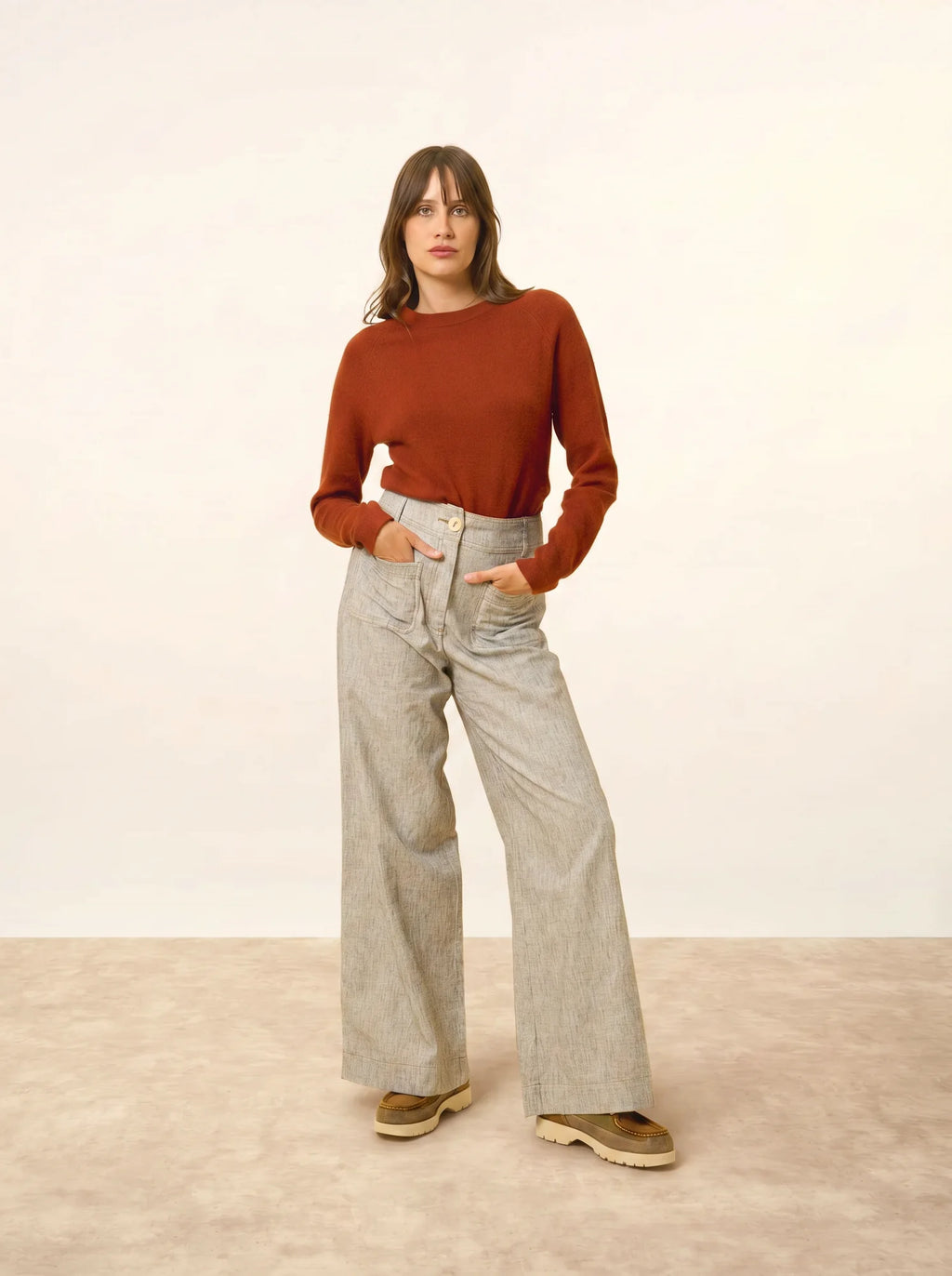JANE Pullover Rundhalsausschnitt Eichhörnchenbraun