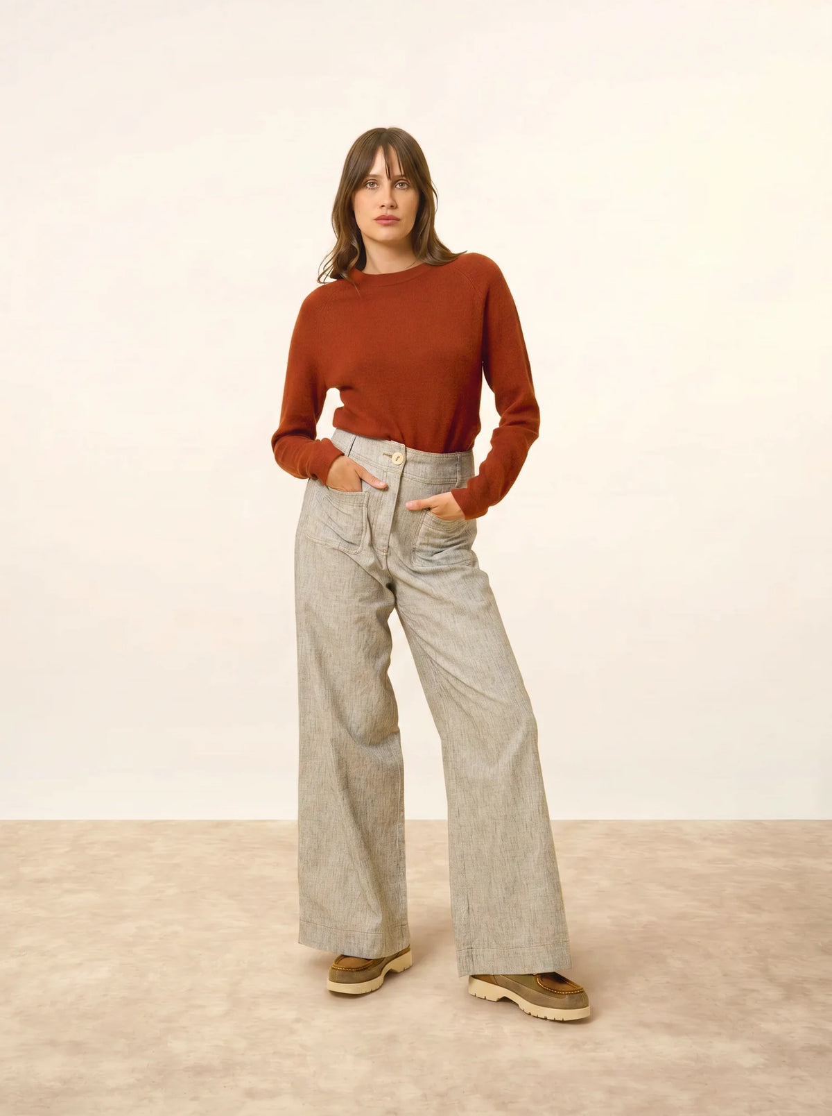 JANE Pullover Rundhalsausschnitt Eichhörnchenbraun