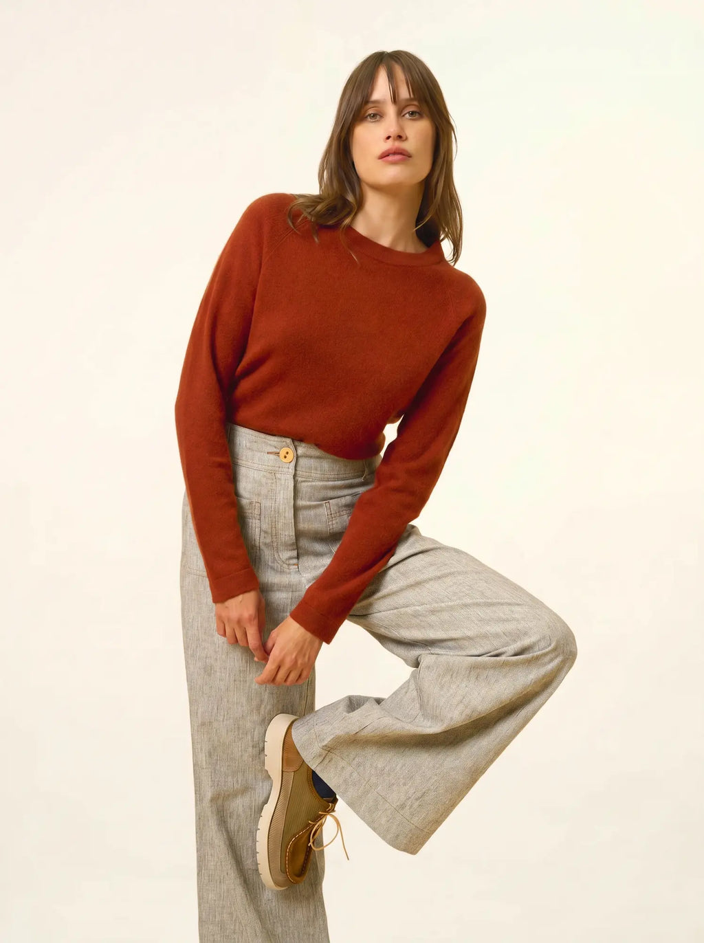JANE Pullover Rundhalsausschnitt Eichhörnchenbraun