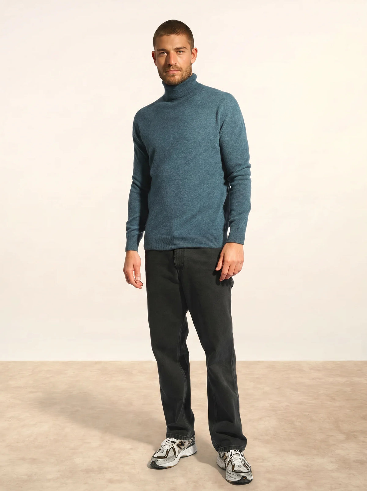 CONNOR Pull Col Roulé Vert Canard Chiné
