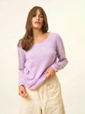 FIONA Pull Col Rond Mauve Chiné