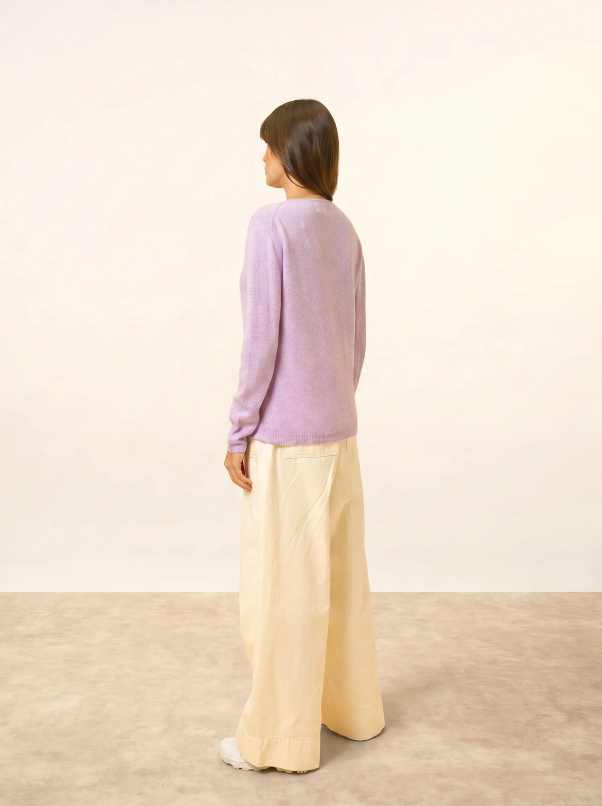 FIONA Pull Col Rond Mauve Chiné