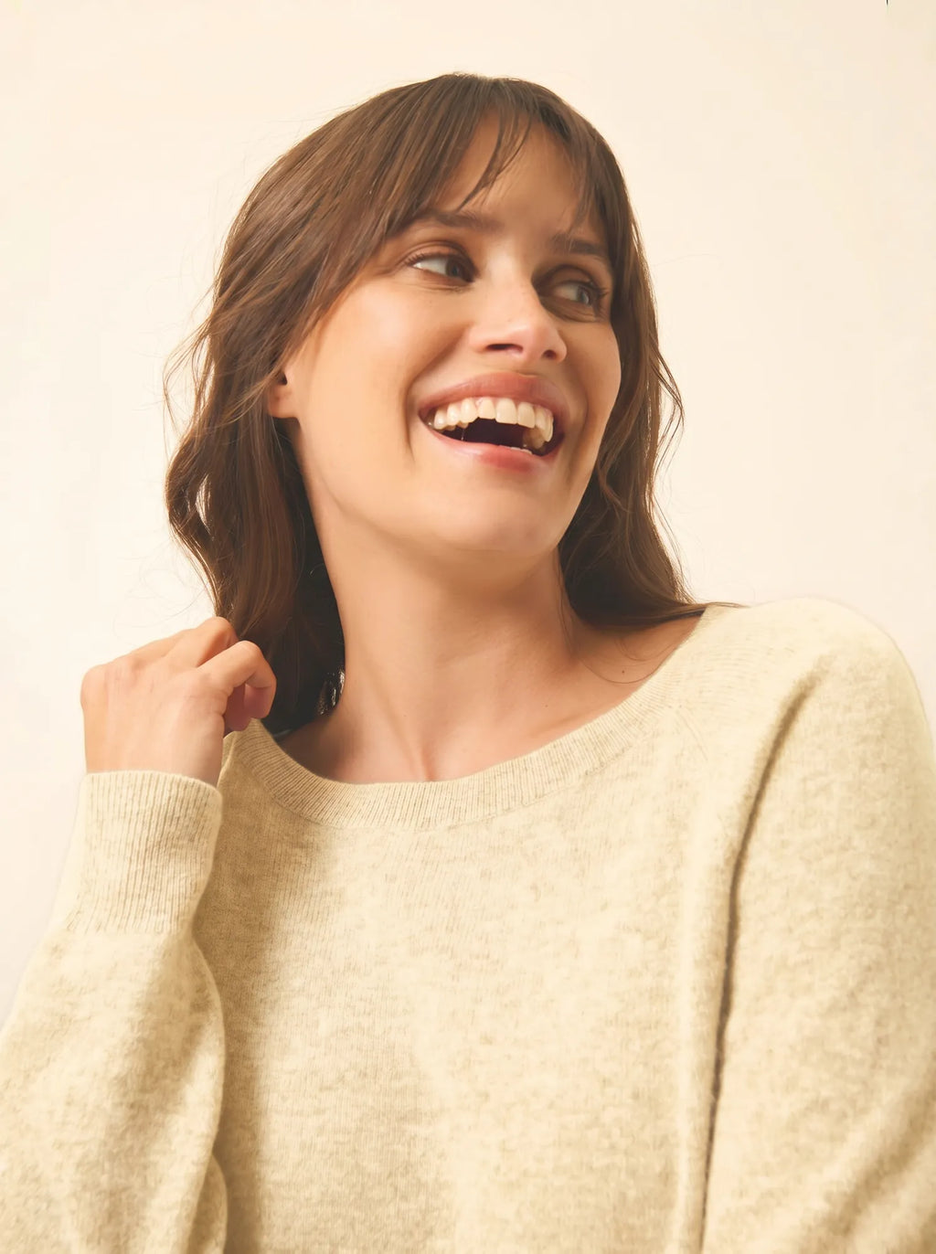 ABIGAILE Sweater Boat Neck Drop Back Lemonade