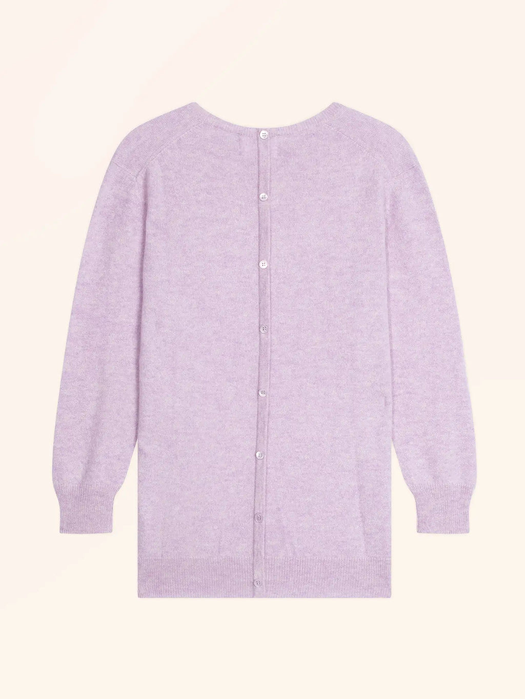 JANICE Pull Col Rond Boutonné Dos Mauve Chiné