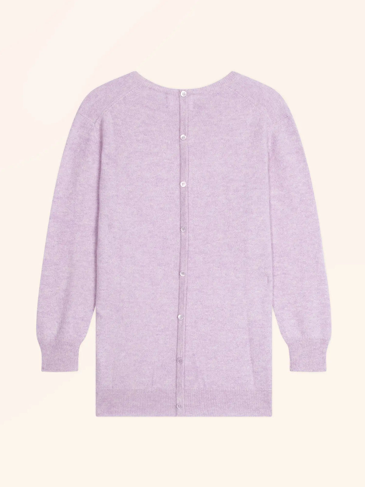 JANICE Pull Col Rond Boutonné Dos Mauve Chiné