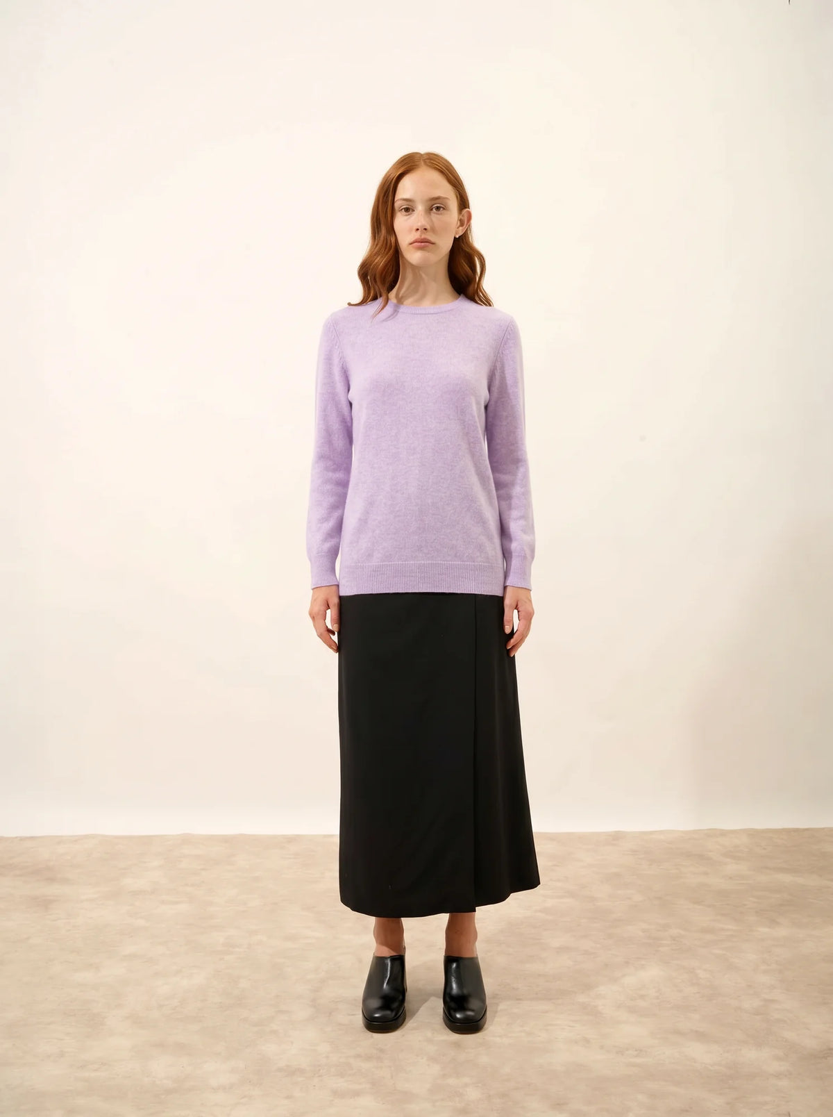 JANICE Pull Col Rond Boutonné Dos Mauve Chiné
