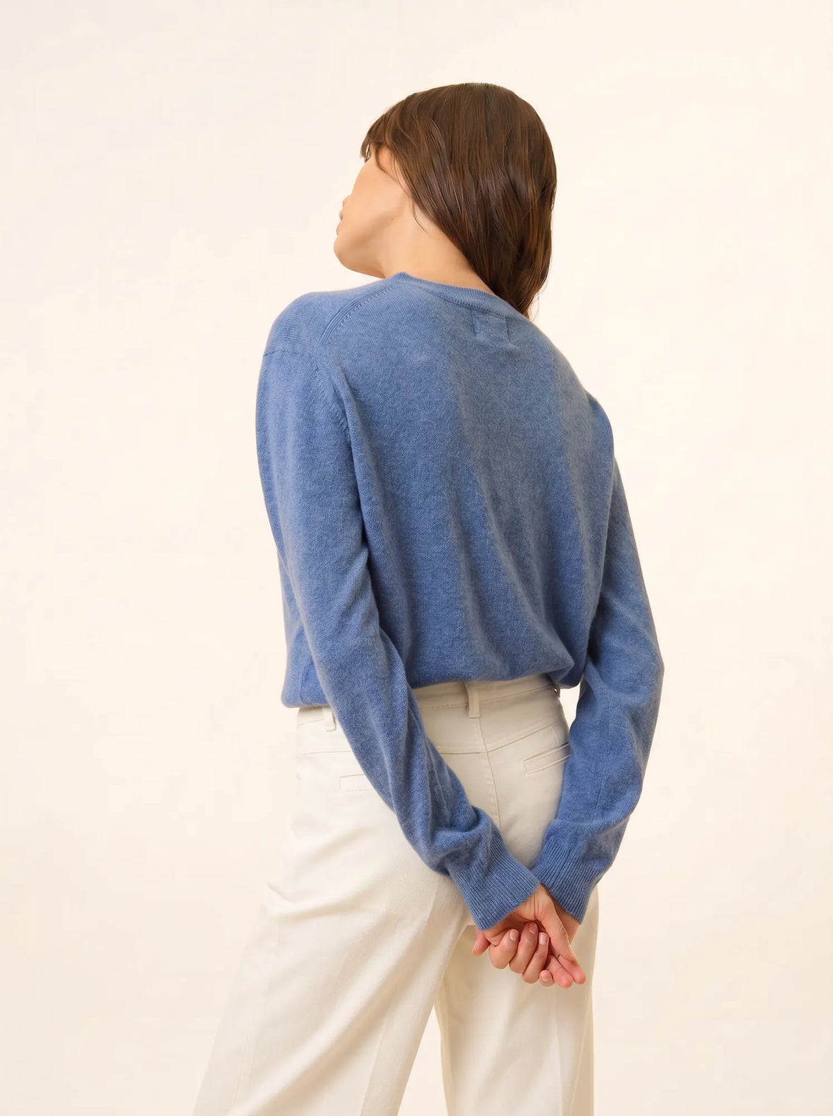 NORA Pull Col V Bleu Denim