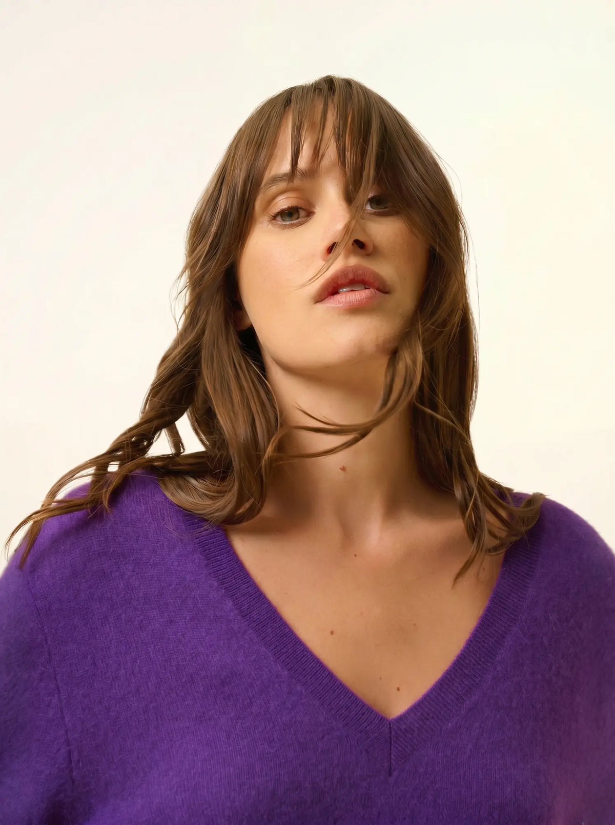 OPAL Sweater V-Neck Front and Back Violet