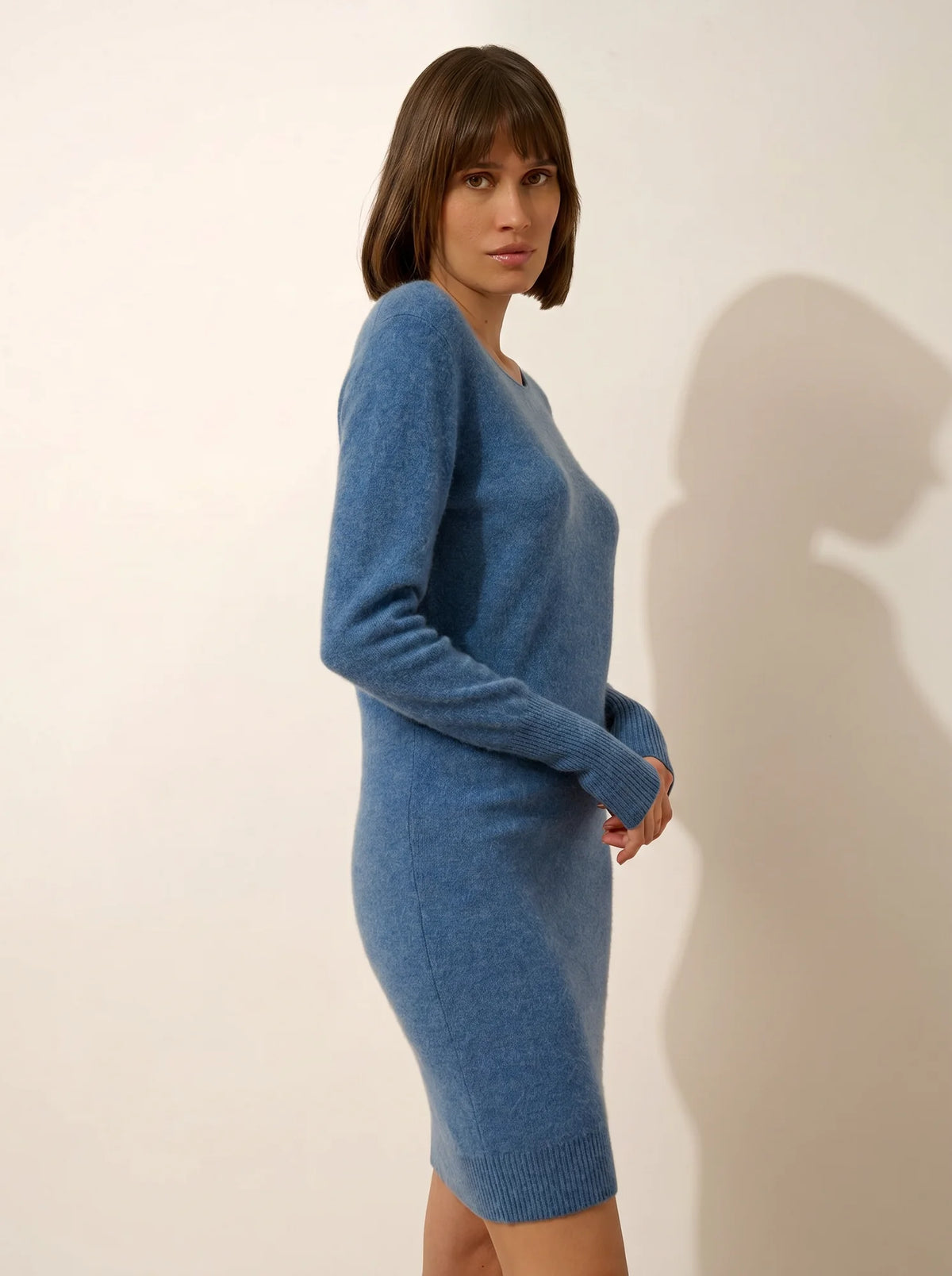 SUSAN Robe Col Rond Bleu Denim
