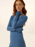 TRACY Robe Col V Bleu Denim