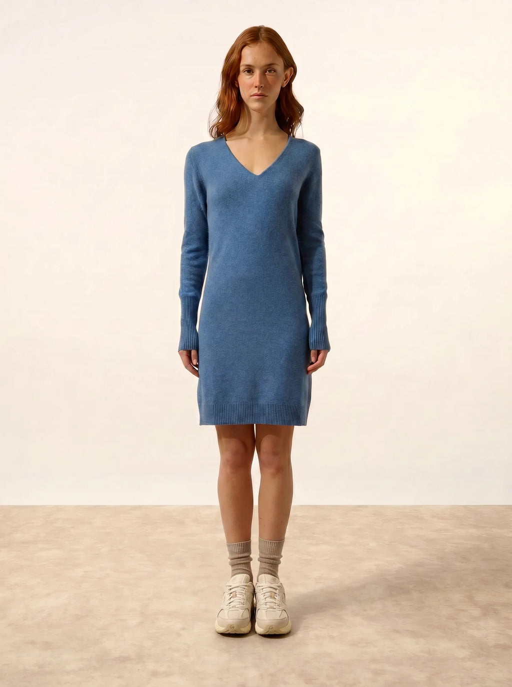 TRACY Robe Col V Bleu Denim