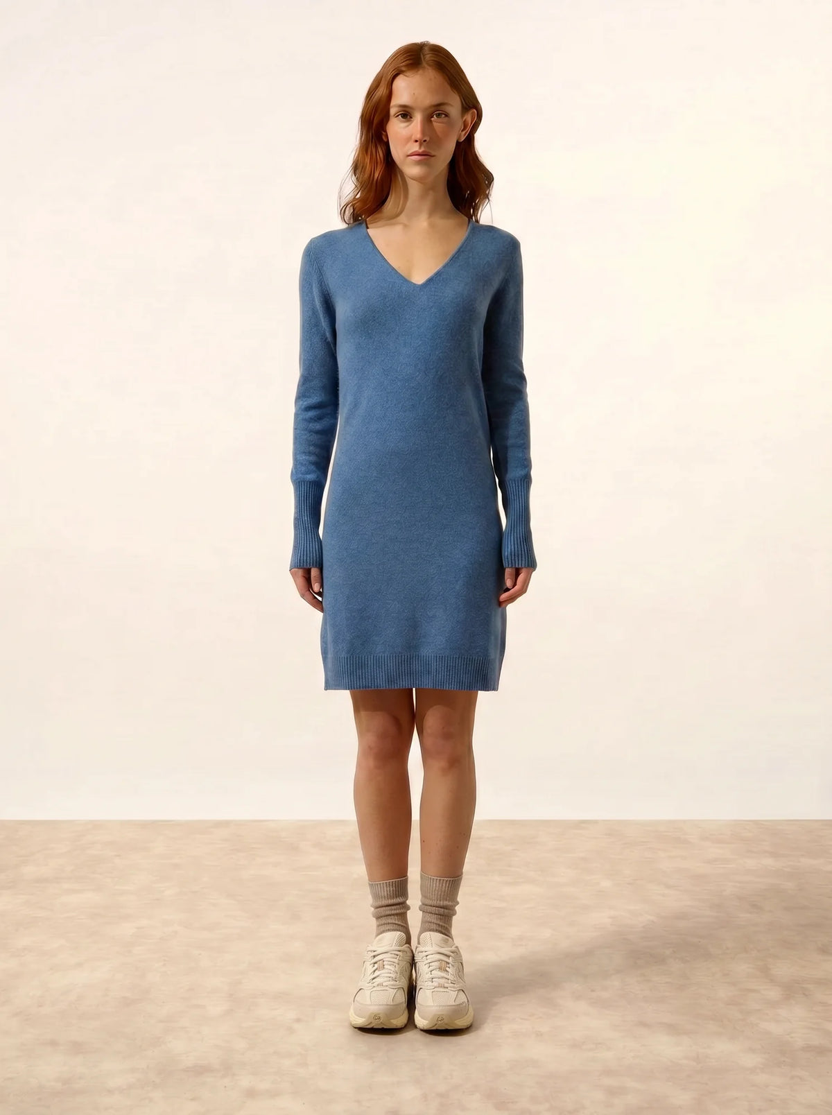 TRACY Robe Col V Bleu Denim