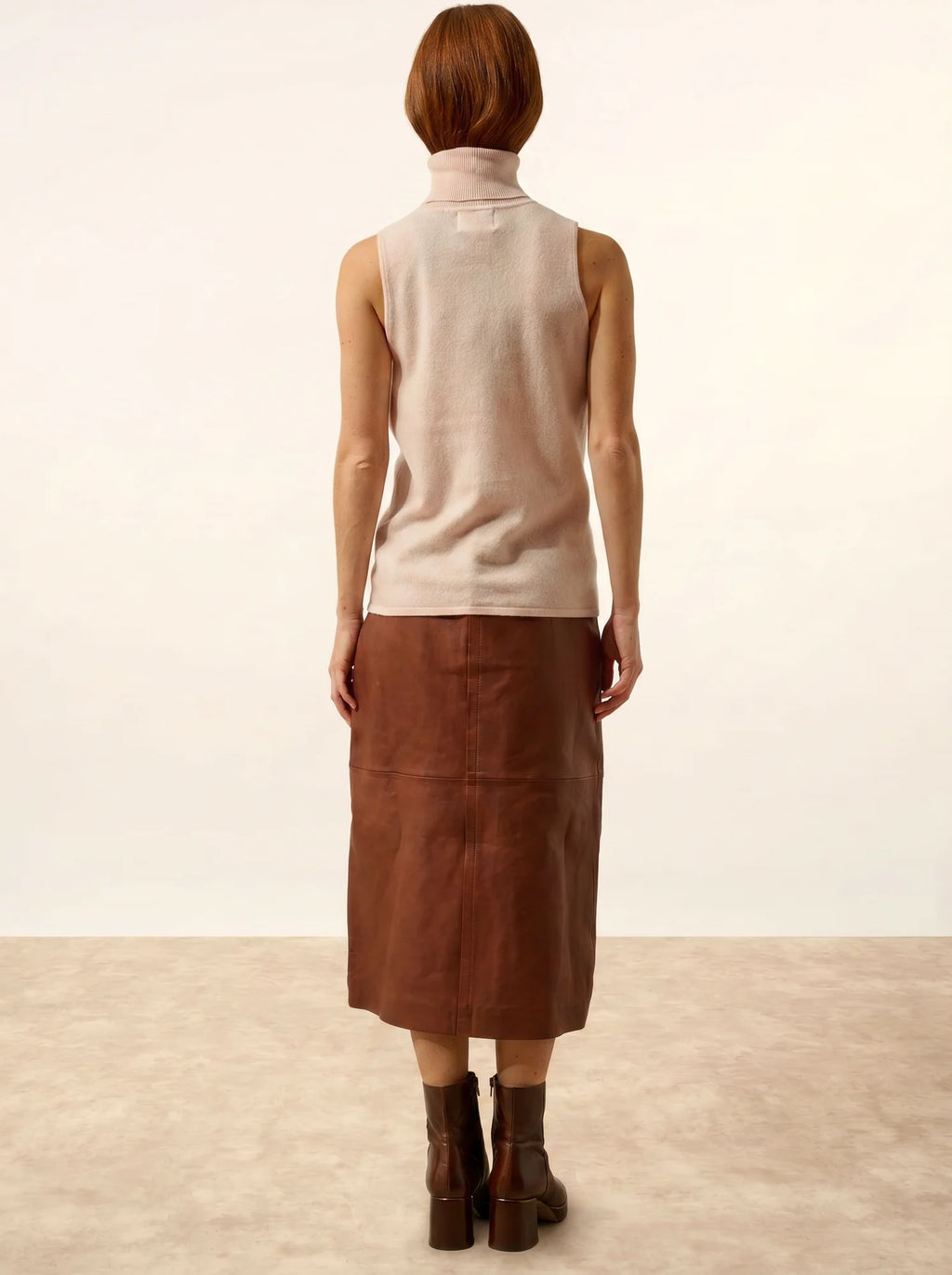 VIOLET Pull Col Roulé sans Manches Poudre