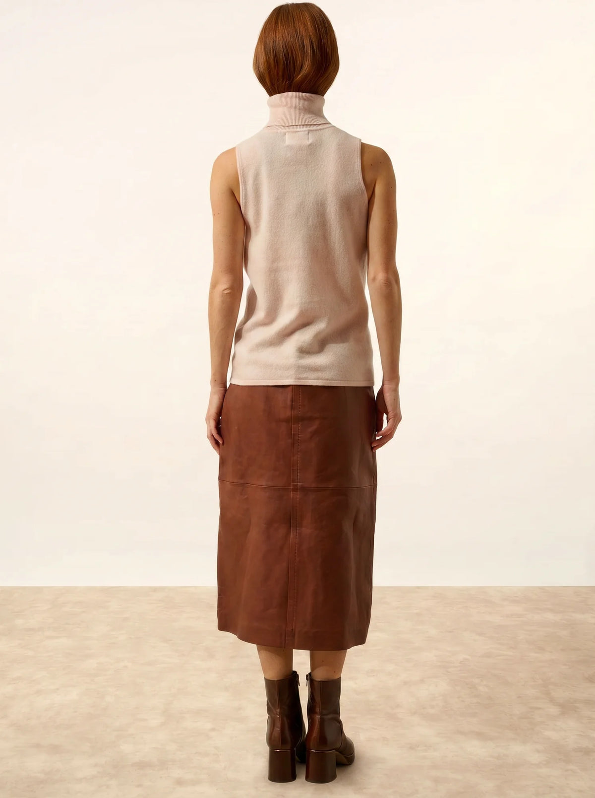 VIOLET Pull Col Roulé sans Manches Poudre
