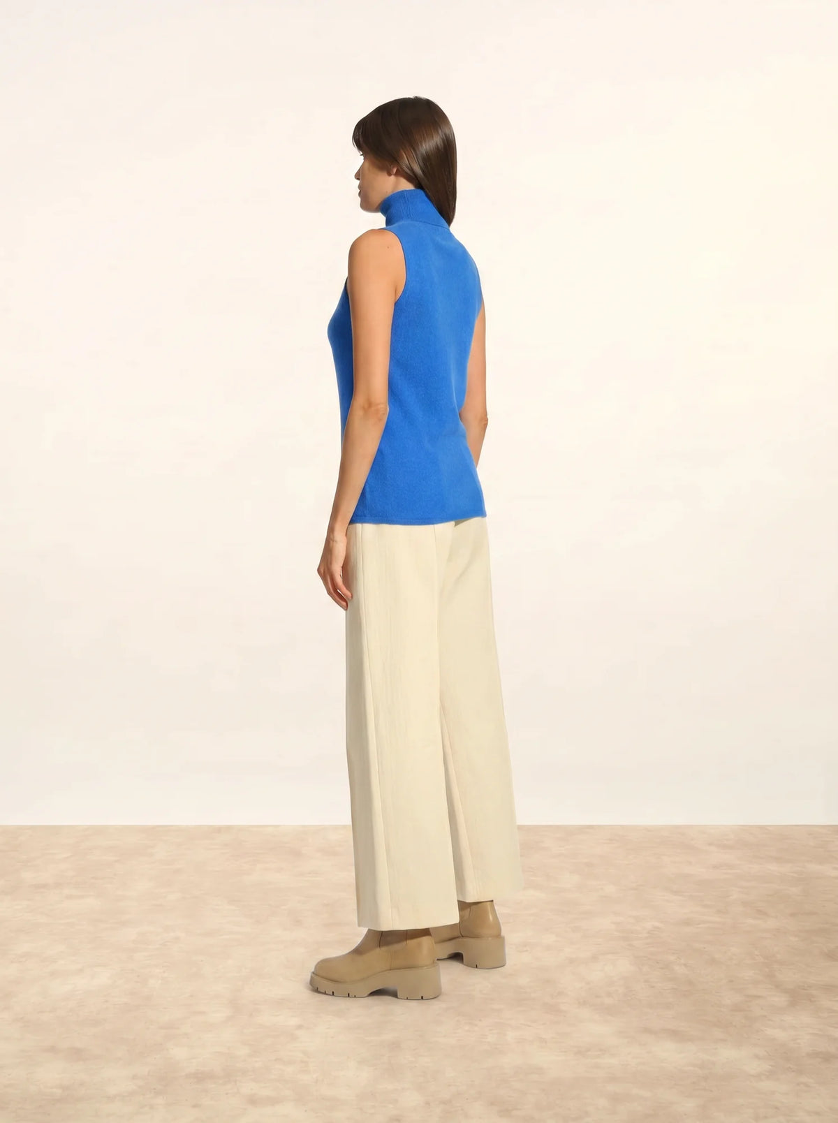 VIOLET Pull Col Roulé sans Manches Bleu Électrique