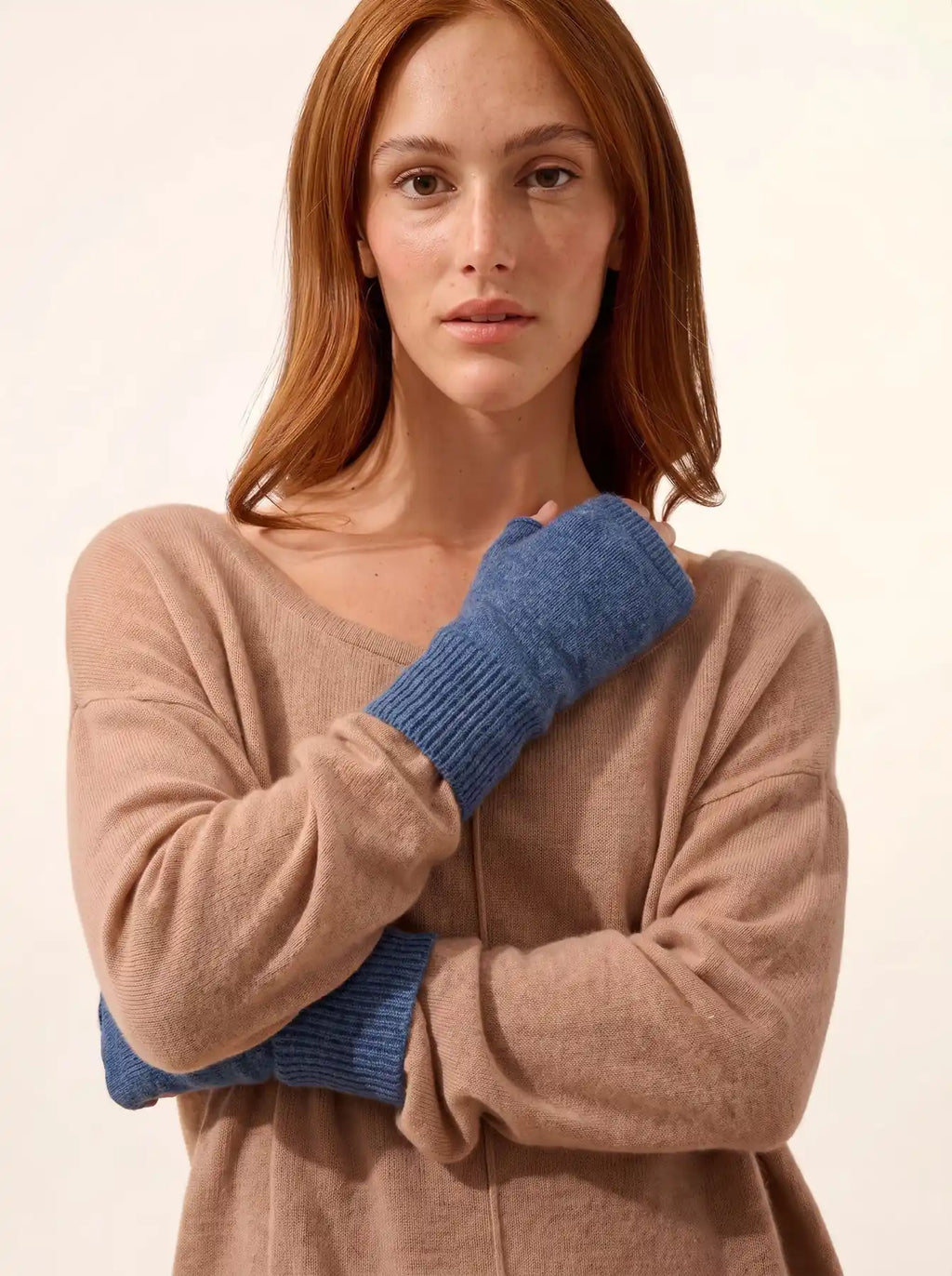 ZOE Fingerless Gloves Denim Blue