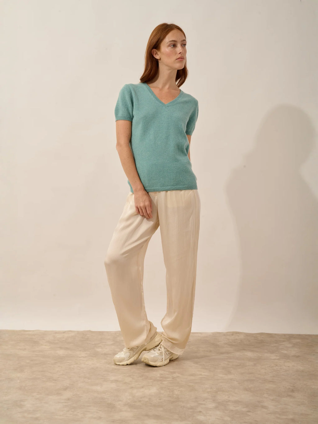 GLAMIS T-Shirt Col V Vert Chiné